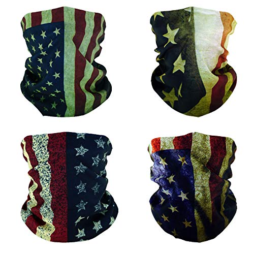 SMEHCF 4 Multifunktionstuch Gesichtsmaske Motorradmaske Sportmaske Sturmmaske Maske Halsmanschette Schal Bandana für Damen Herren USA US Amerikanische Star Flagge von SMEHCF