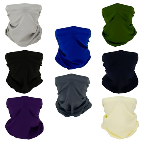 SMEHCF 8 Kühlende Halsgamaschen Mehrzweck Bandanas für Damen Herren Stirnband Sturmhaube Haartuch Gesichts Halb Maske Royalblau Marineblau Schwarz Dunkelgrau Hellgrau Armeegrün Beige Lila von SMEHCF