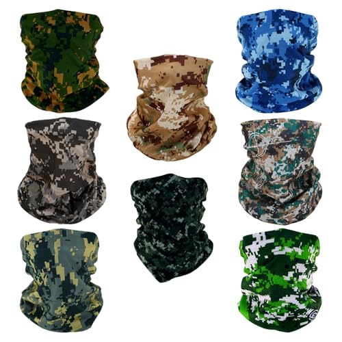SMEHCF 8 Mehrzweck Kopftücher für Frauen Männer Stirnband Sturmhaube Haar Kopftuch Gesicht Halbe Airsoft Paintball Maske Halsgamaschen Atmungsaktiv Waschbar Digitaler Wald Wüste Luftwaffe Tarnung von SMEHCF