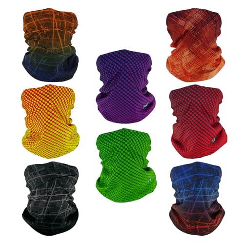 SMEHCF 8 Mehrzweck Kopftücher für Frauen Männer Stirnband Sturmhaube Haar Kopftuch Gesicht Halbe Airsoft Paintball Maske Halsgamaschen Atmungsaktiv Wiederverwendbar Waschbar Farbverlauf Punktlinie von SMEHCF