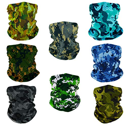 SMEHCF 8 Multifunktionstuch Gesichtsmaske Motorradmaske Sportmaske Sturmmaske Maske Halsmanschette Schal Bandana für Damen Herren Schnee Sumpf Wald Ozean Ozean Digital Camo Camouflage Tarnung von SMEHCF