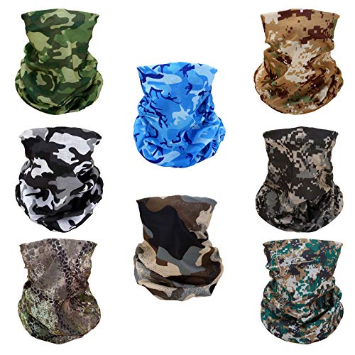 SMEHCF 8 Multifunktionstuch Gesichtsmaske Motorradmaske Sportmaske Sturmmaske Maske Halsmanschette Schal Bandana für Damen Herren Schnee Sumpf Wald Ozean Stadt Wüste Digitale Tarnung Camo Camouflage von SMEHCF