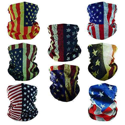 SMEHCF 8 Multifunktionstuch Gesichtsmaske Motorradmaske Sportmaske Sturmmaske Maske Halsmanschette Schal Bandana für Damen Herren US USA Amerikanische Star Flagge von SMEHCF