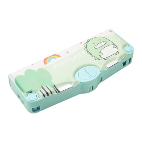 SMELEYOU Out Bencil Case große Kapazität Multifunktional gefülltes Bleistifthülle mit Druckknopf -Schärfer Lineal Eraser Green Dinosaurier von SMELEYOU