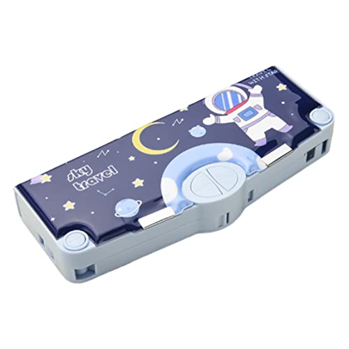 SMELEYOU Out Bleistiftkoffer Großkapazität Multifunktional gefülltes Bleistiftkoffer mit Druckknopf -Schärfer Lineal Eraser Astronauten von SMELEYOU