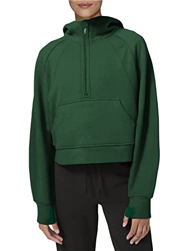 SMENG Kapuzenpullover Für Damen Oberteile Herbst Longsleeve Ernte Klamotten Hoody Mit Kapuze Lässige Oberteile V-Ausschnitt mit Schnalle Hoodie Grün M von SMENG