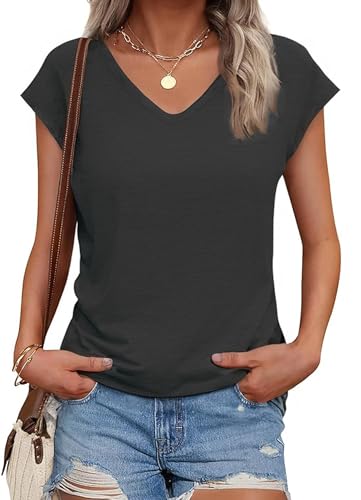 SMENG Oberteile Damen Baumwoll Tshirt Langarmshirt v-Ausschnitt Sport Tops locker Women's t-Shirts Fashion Coole shirtblusen Langarmshirts für Damen Schwarz S von SMENG