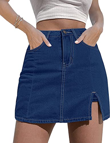 SMENG Low Waist Jeans Sommer Kleidung für Damen Bermuda Shorts Outfit elegant Sporthose mädchen kurz lockere Workout Hosen Rock Dunkelblau L von SMENG