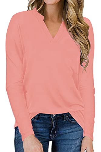 SMENG Tshirt fledermausärmel Damen blusen & Tuniken für Damen Kleidung Frauen Baumwolle Langarm Mode frühjahr 2023 damenshirt Elegante blusen Rosa XXL von SMENG