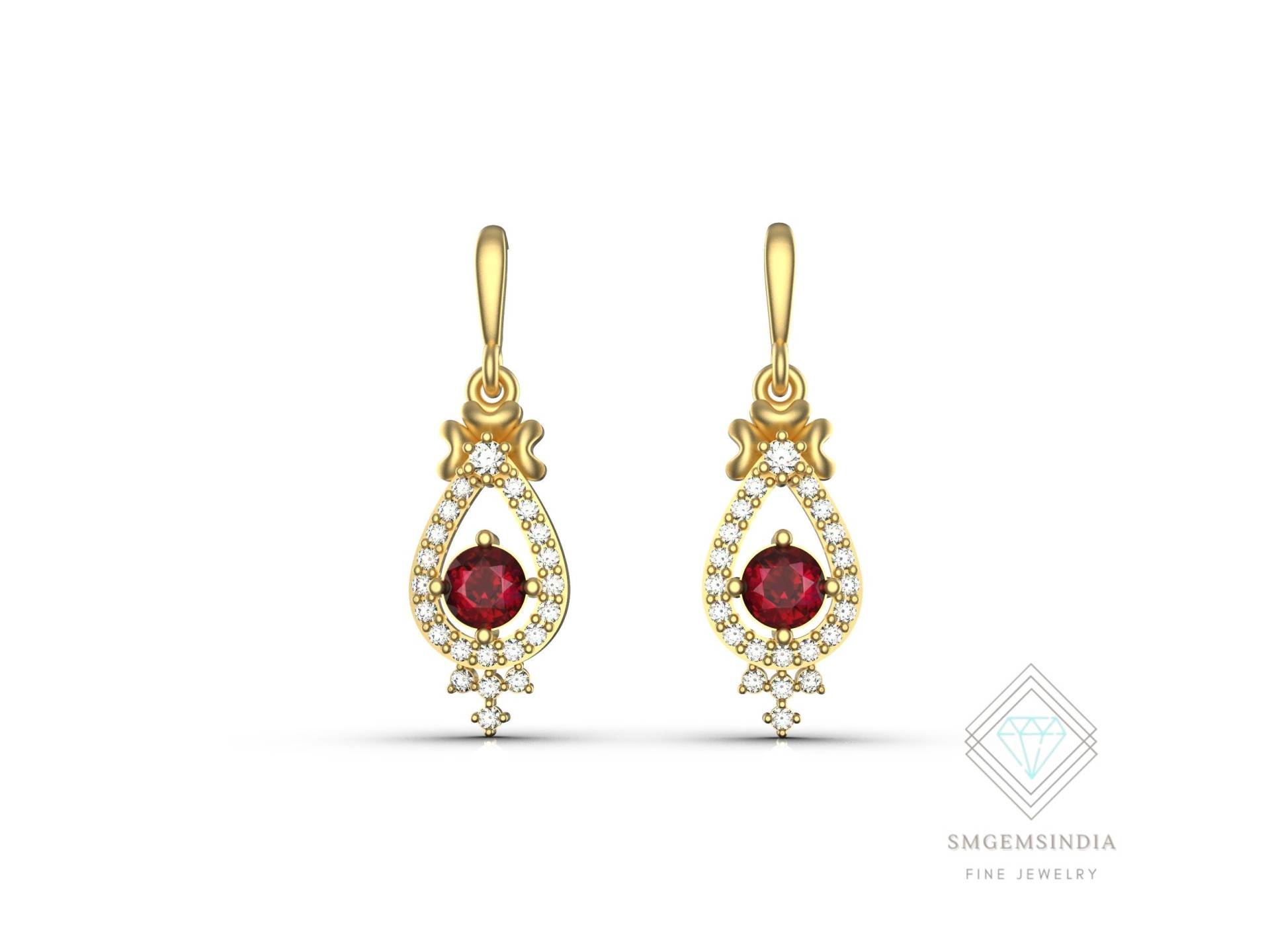 2 Karat Natürliche Runde Rubin Und Diamant Baumeln Tropfen Ohrringe Für Frauen Mädchen/14K Gold Juli Birthstone 2 Karat Natürliche Runde Rubin Und Diamant Baumeln Tropfen Ohrringe Für Frauen Mädchen/14K Gold Juli Birthstone von SMGEMSIndia