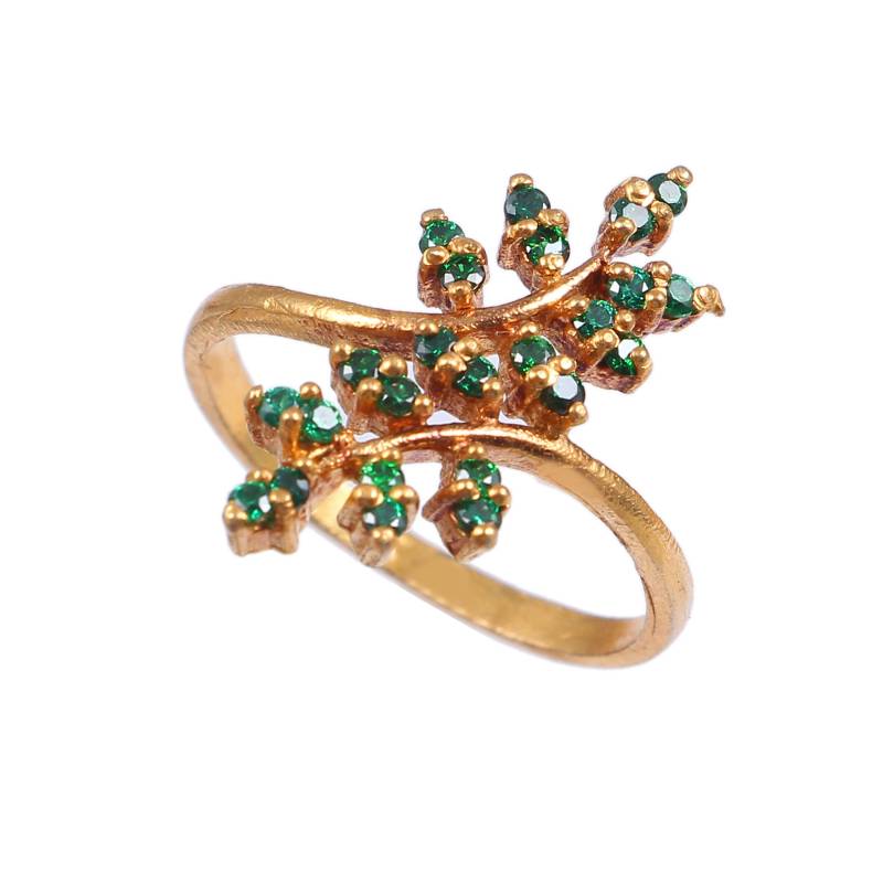 Mai Birthstone Natürlicher Smaragd 14K Goldring/Designer 14K Für Frau Blatt Ring./ Weihnachtsgeschenk von SMGEMSIndia