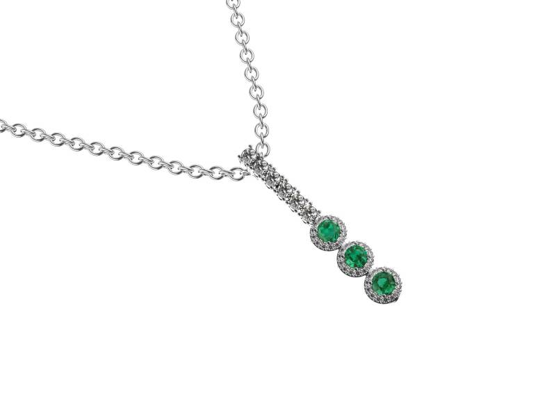 Natürliche Runde Smaragd Und Diamant Halskette Für Frauen Mädchen Aus 750Er Massivgold/Hochzeitskette Weihnachtsgeschenk von SMGEMSIndia