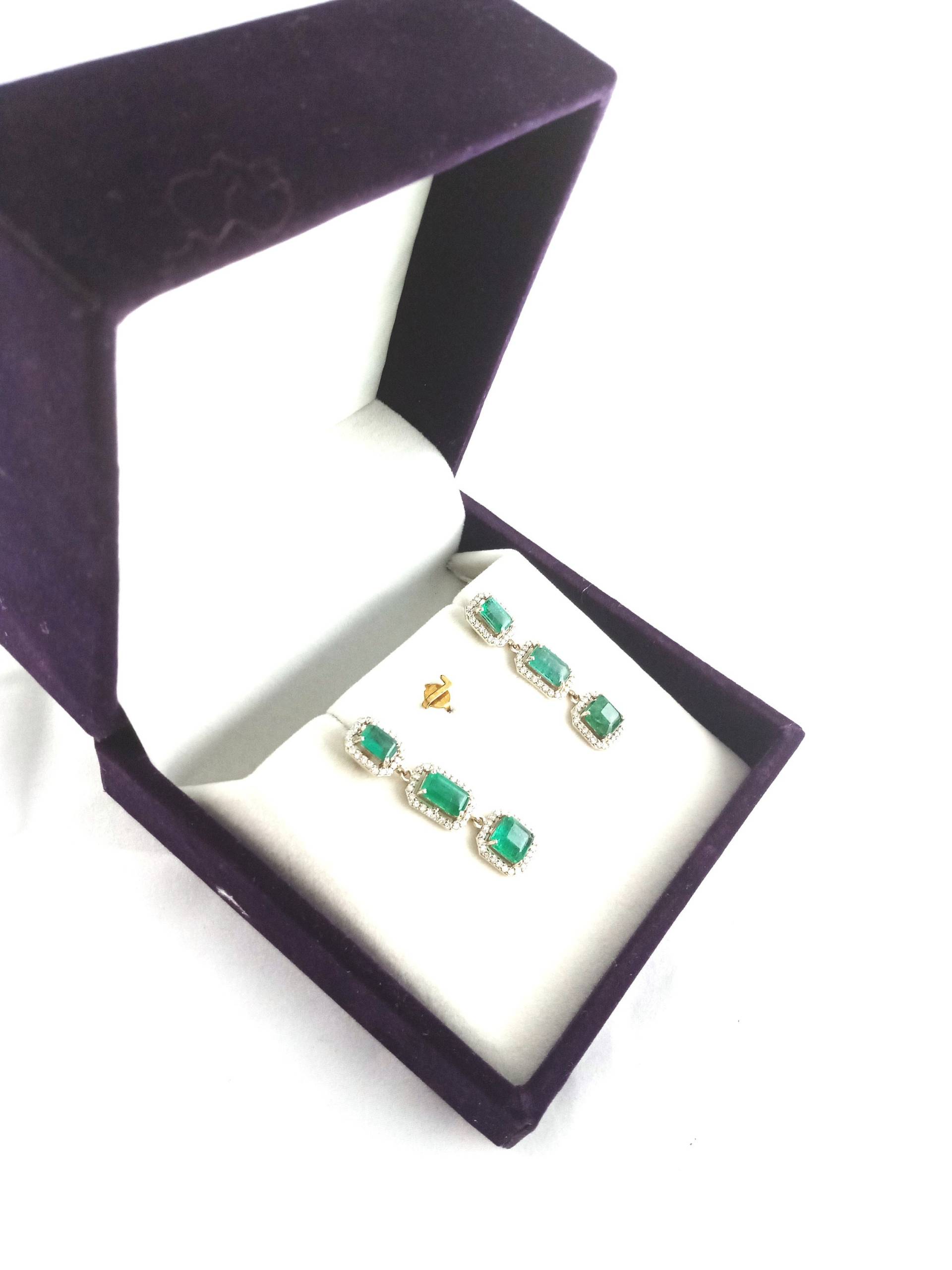 Natürliche Smaragd Und Diamant Ohrringe Für Damen/18K Solid Gold Baumeln & Tropfen Jahrestag Geschenk von SMGEMSIndia