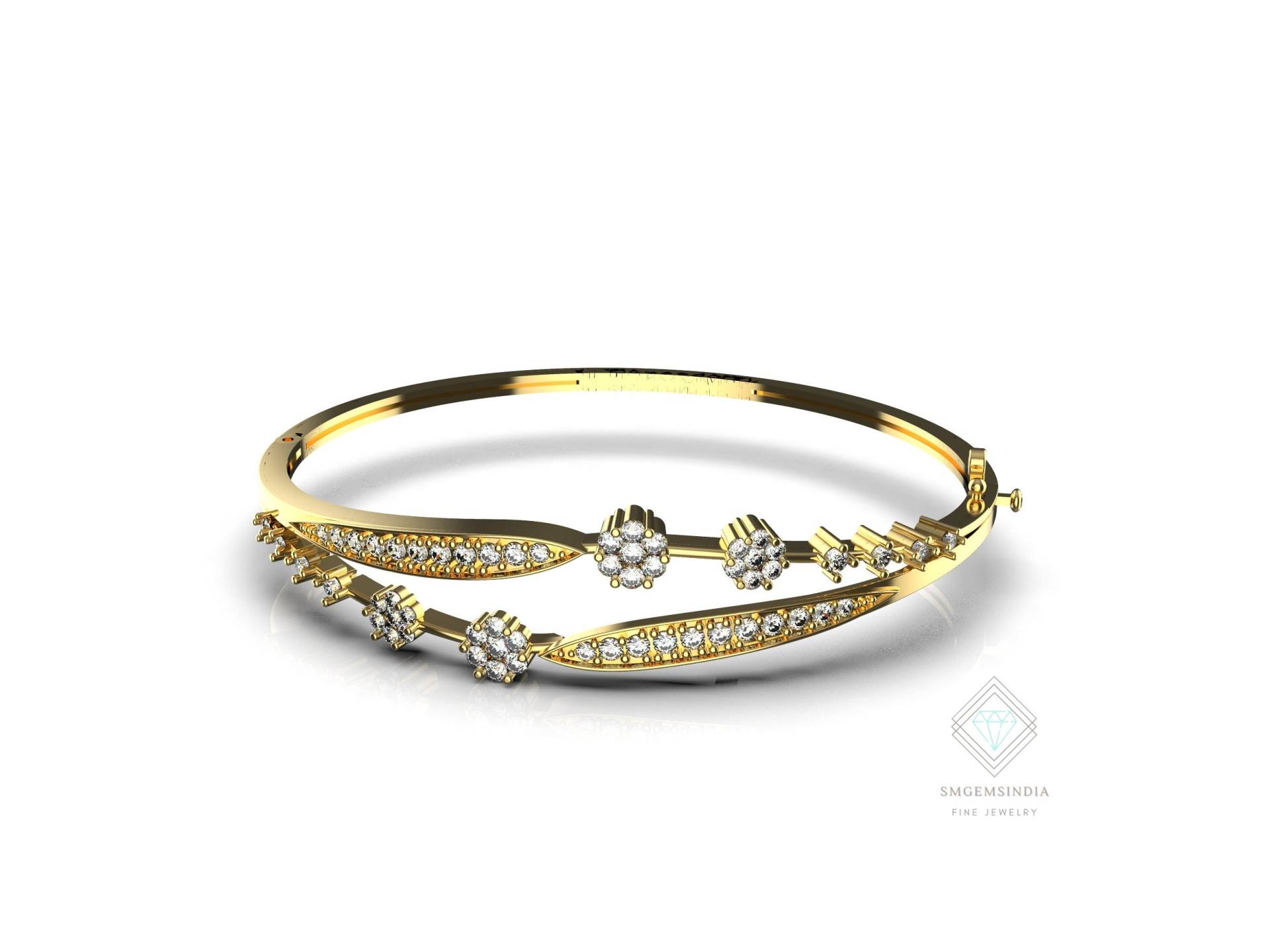 Natürlicher Diamant-Armband-Armband Für Frauen Und Mädchen in 14K Solid Gold, Geschenk-Diamant-Armband von SMGEMSIndia