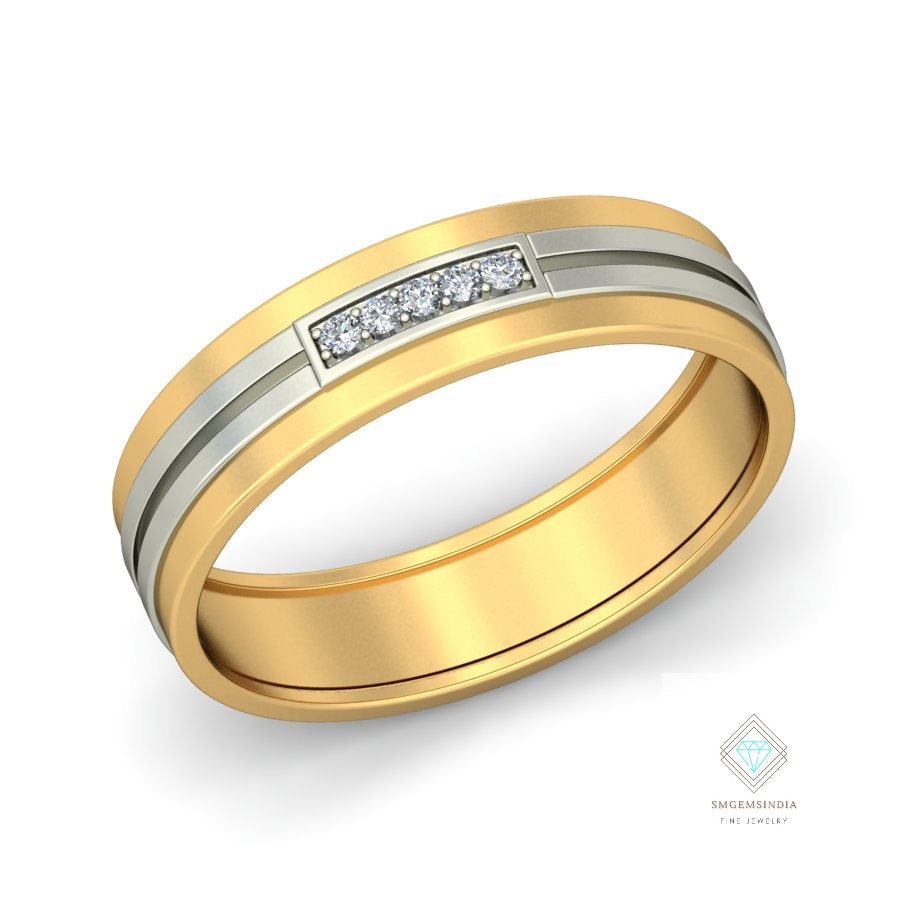 Natürlicher Diamant Ehering Ring Für Herren/Jahrestag Geschenk Band in Gold von SMGEMSIndia
