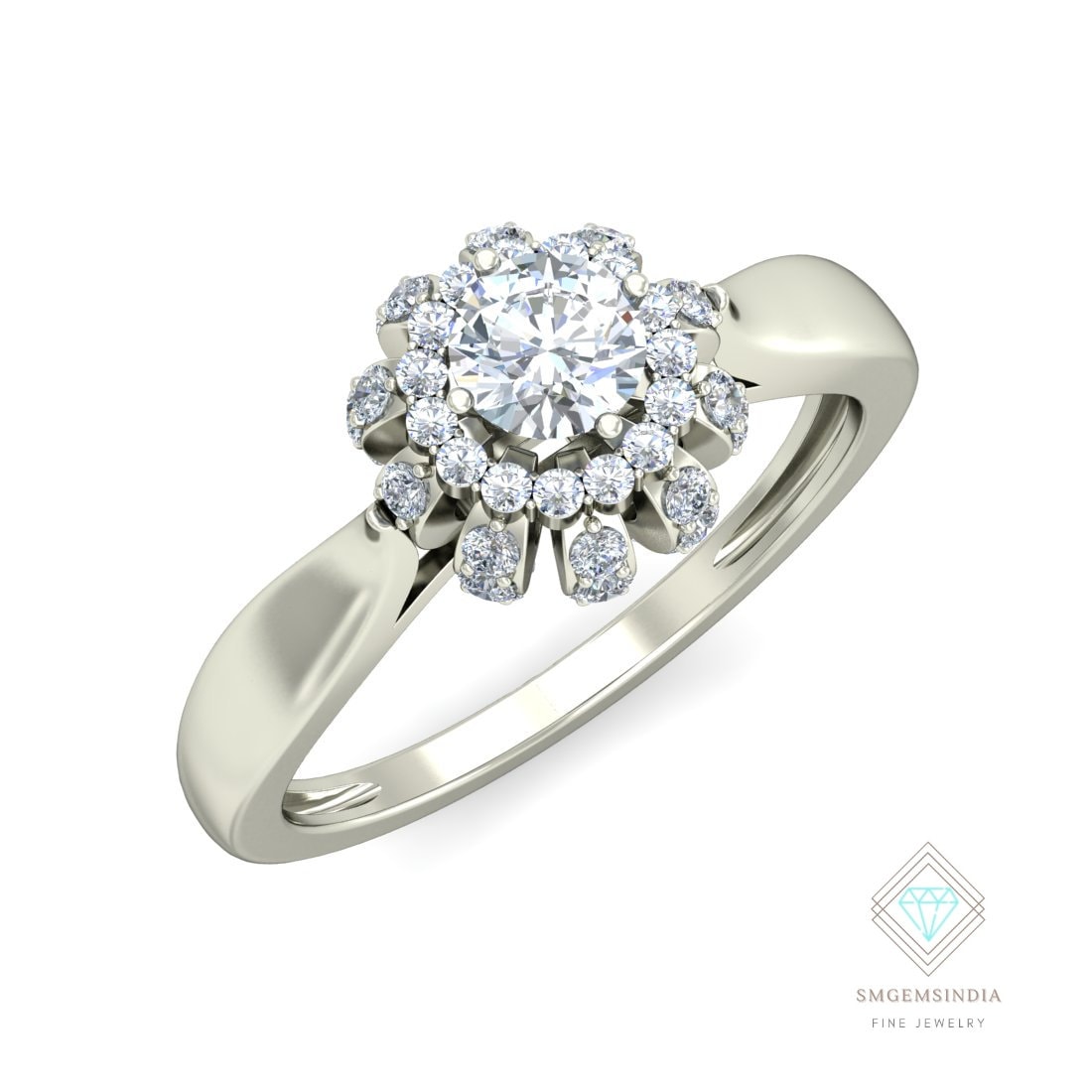 Natürlicher Diamant Ring 18K Solid Gold Ehering/Verlobungsring Geschenk Für Sie von SMGEMSIndia