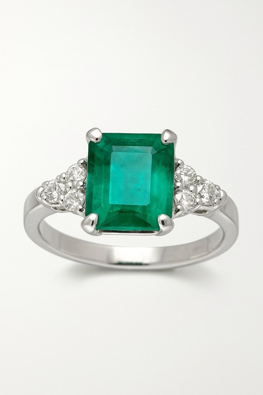 Natürlicher Smaragd Und Diamant in 585Er Gold Für Frau/Art Deco Smaragdring Verlobungsring von SMGEMSIndia