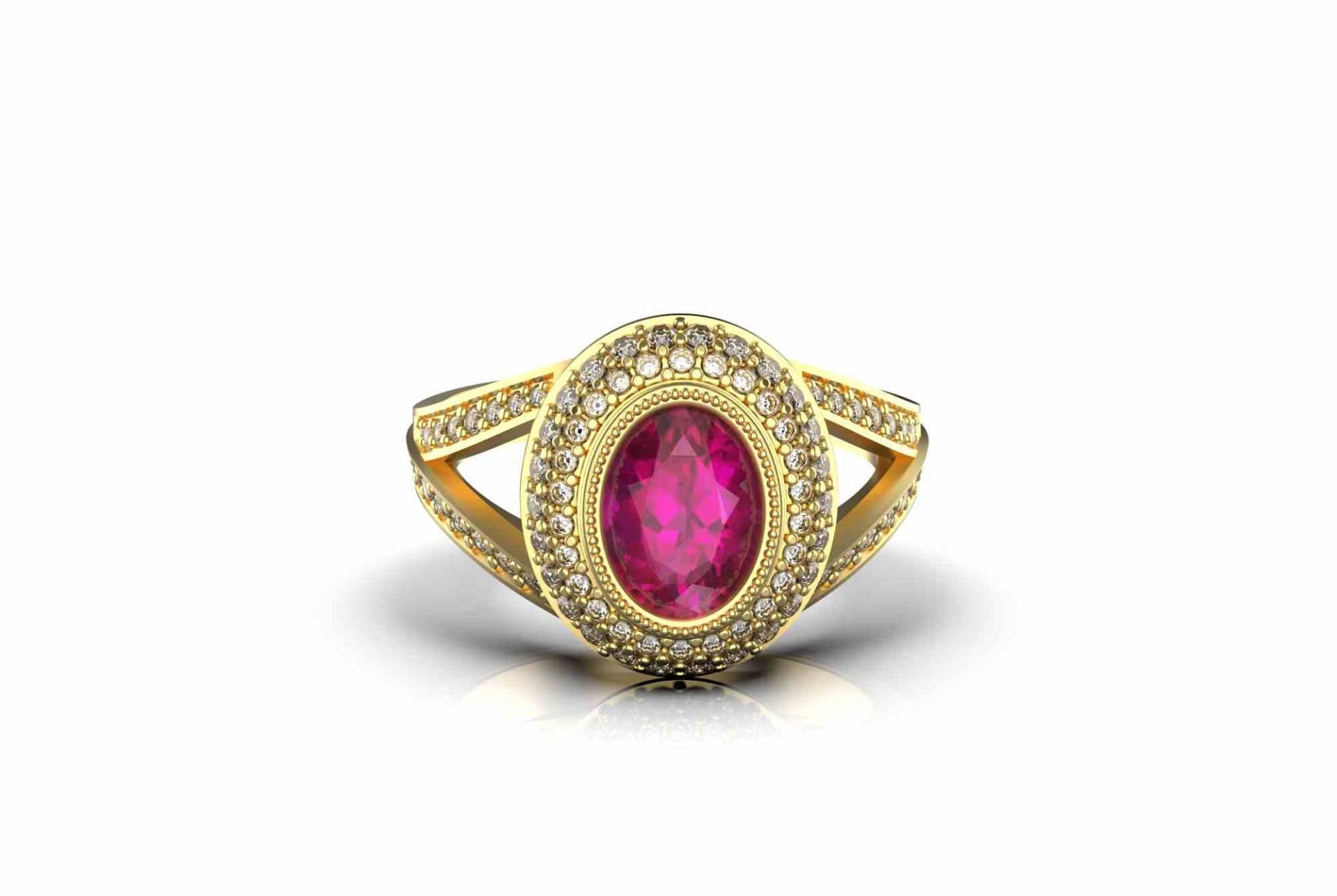 Ovale Form Rosa Rubellit Stücke Und Diamant Verlobungsring/Jahrestag Geschenk Ring Für Sie von SMGEMSIndia
