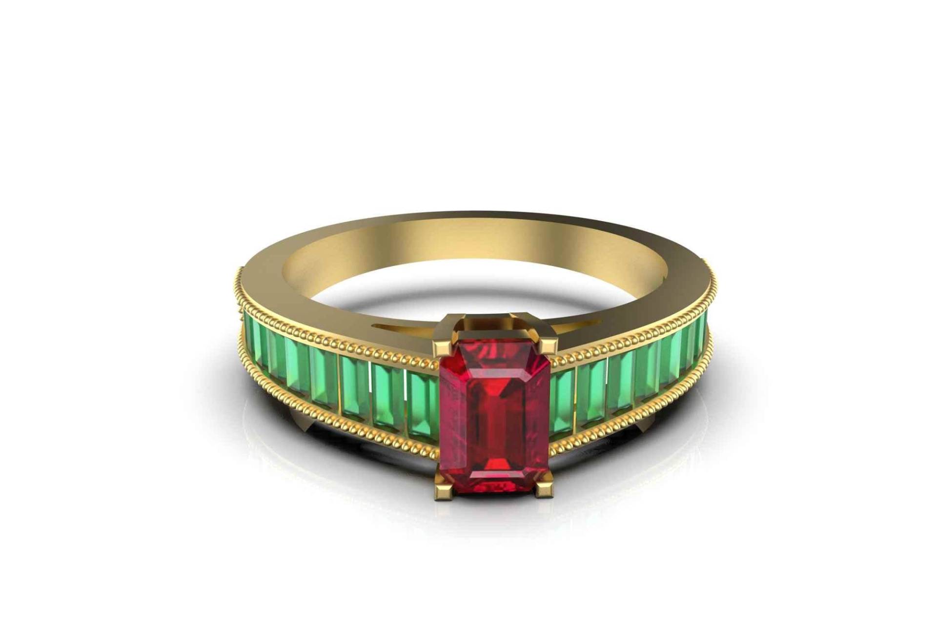 Roter Rubin Und Smaragd Frauen Geschenk Ring Aus 14K Solid Gold/Beste Jahrestag Juli Birthstone Ehering von SMGEMSIndia