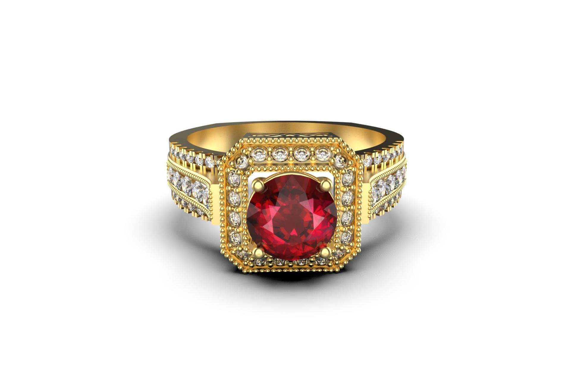 Rubin Und Diamant Verlobungsring Für Frauen Mädchen/14K Gold Juli Birthstone Ring von SMGEMSIndia