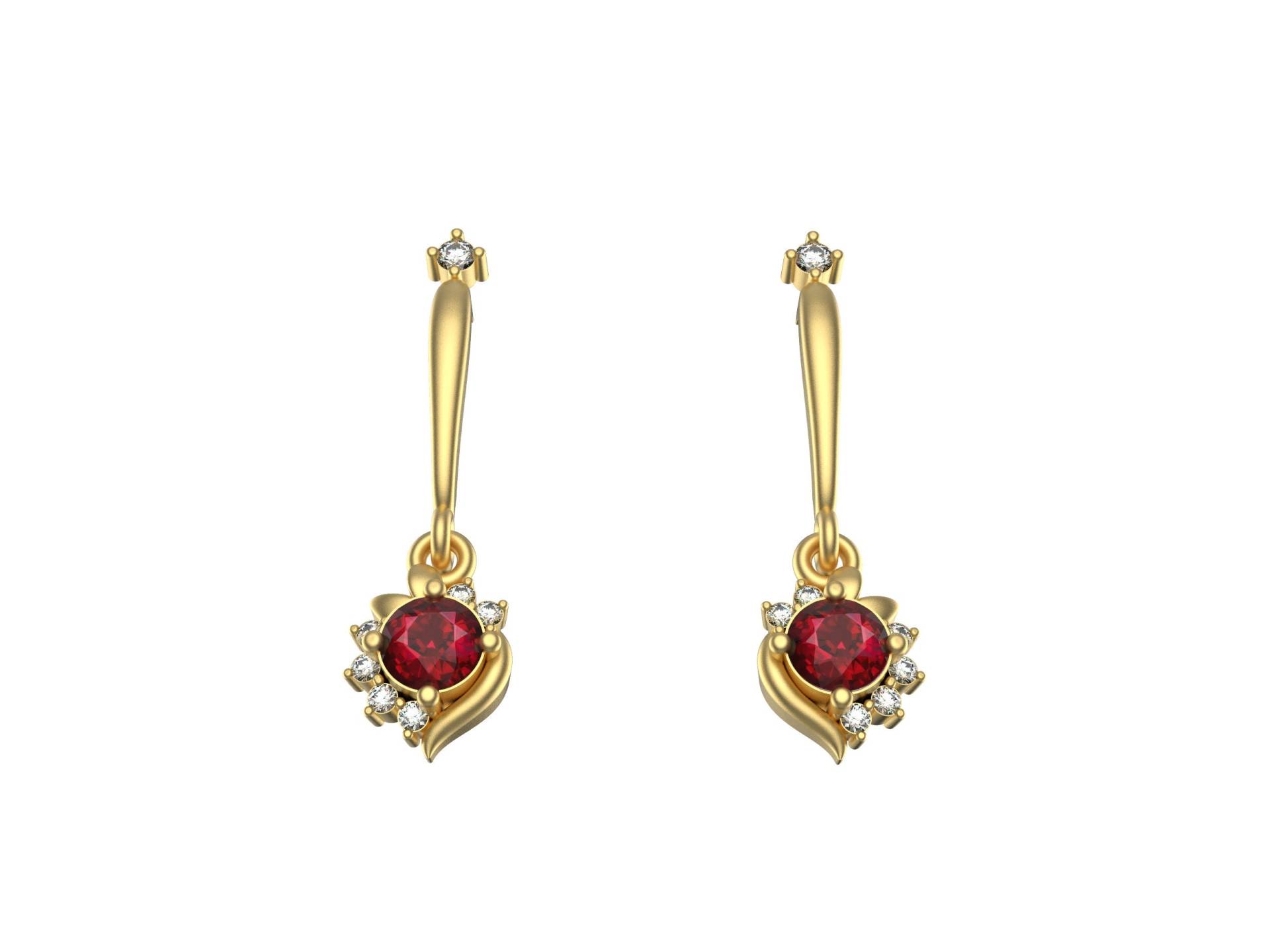 Runde Rubin Ohrringe Für Frauen Und Mädchen/14K Gold Rote Juli Birthstone von SMGEMSIndia