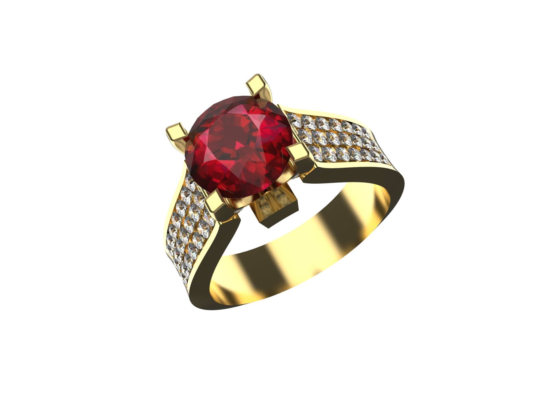 Runder Rubin Art Deco Stil Verlobungsring Aus 14K Und 18K Solid Gold/Jahrestag Geschenk Ring von SMGEMSIndia
