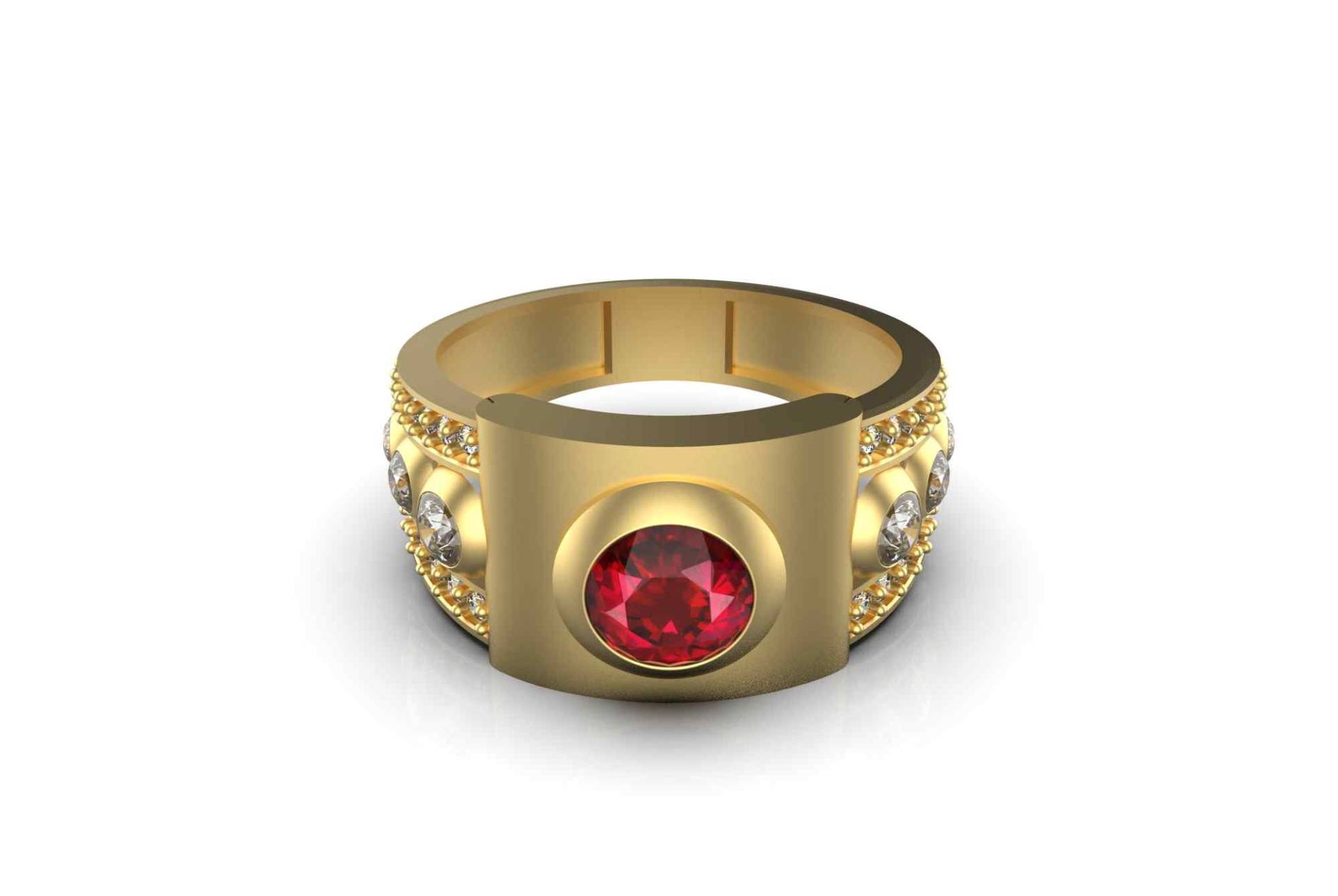 Runder Rubin Und Natürlicher Diamant Verlobungsring in 14K Solid Gold/Jahrestag Hochzeitsgeschenk Ring von SMGEMSIndia