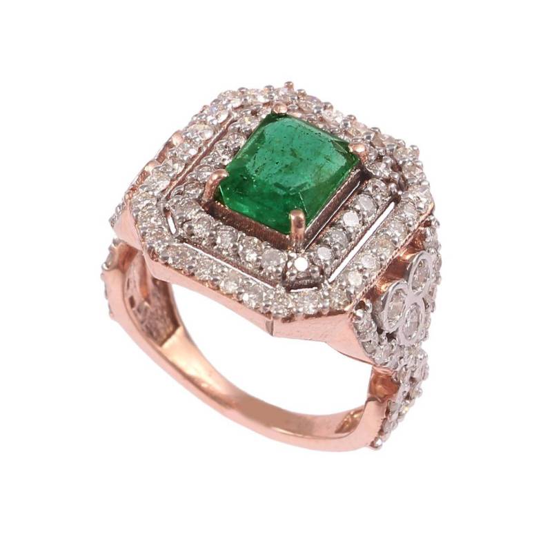 Smaragd Verlobungsring/Diamanten Für Damen Und Mädchen Aus 14K Massivgold Jubiläumsring Versprechensring Ehering von SMGEMSIndia