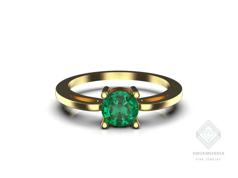 Solitär Natürlicher Smaragd Verlobungsring in 14K Solid Gold/Jahrestag Geschenk Ring von SMGEMSIndia