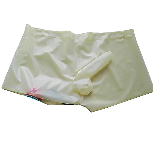 Herren transparent Latex Shorts Slip Latex Boxershorts Latex Höschen Latex Unterwäsche Unterhose Kurze Hose (2XL) von SMGZC