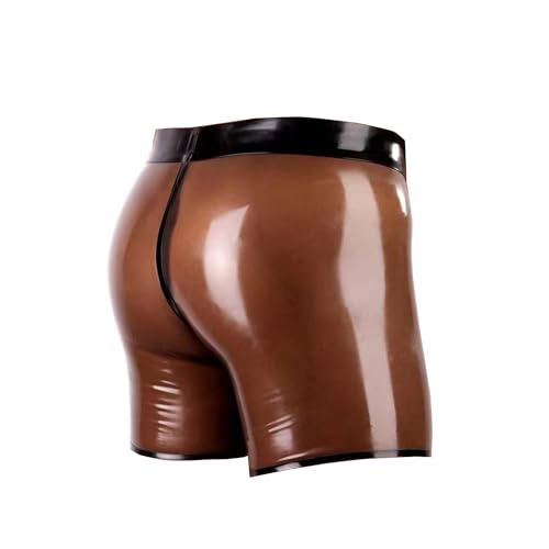 Männer Transparent Schwarz Latex Shorts Slips Latex Boxershorts Latex Unterwäsche Unterhose Kurze Hose (M) von SMGZC