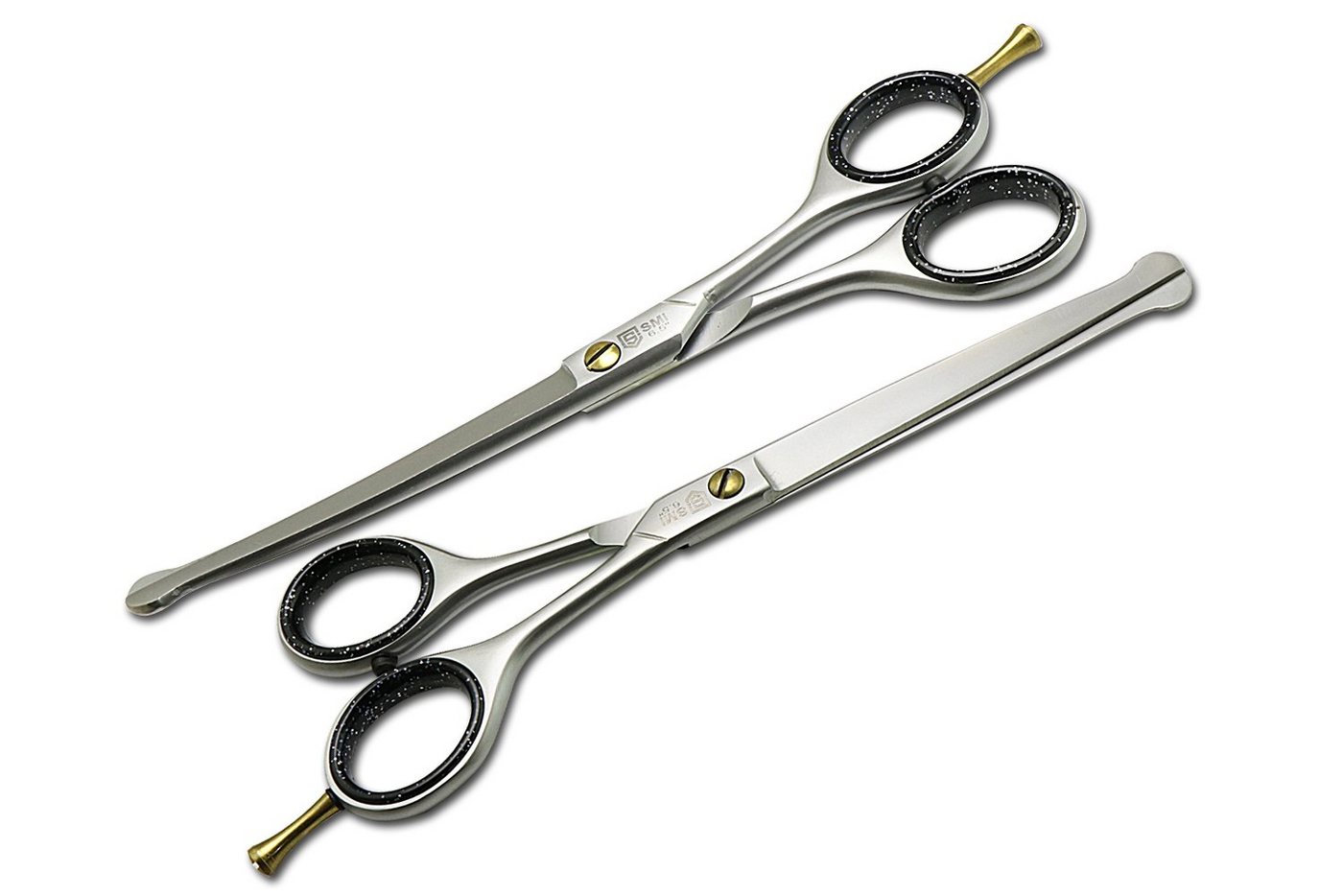SMI Haarschere 2 Stück Hundehaarschere 6,5 Haustierschere Hundeschere Fellschere, gebogen und gerade von SMI