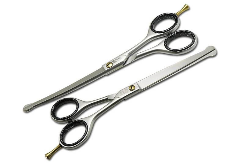 SMI Haarschere 2 Stück Hundehaarschere 6,5 Haustierschere Hundeschere Fellschere, gebogen und gerade von SMI