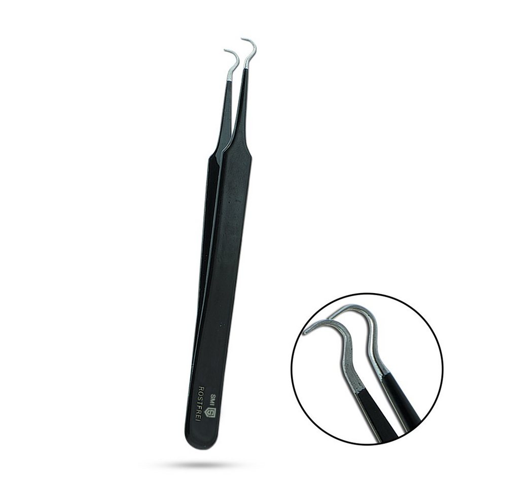 SMI Mitesserentferner Mitesser Pinzette Mitesserentferner Komedonenquetscher 12 cm, gebogene Spitze von SMI
