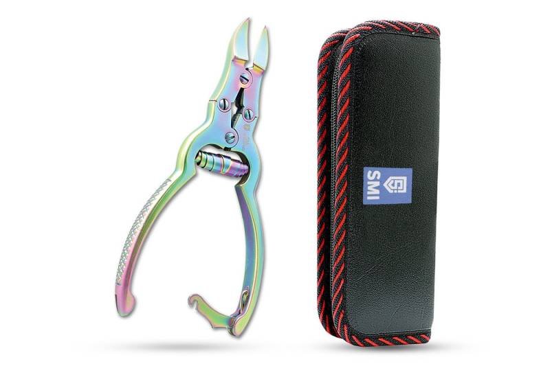 SMI Nagelzange Fußnagelzange dicke Nägel doppelter übersetzung fussnagelzange, 1-tlg., Regenbogen mit Etui von SMI