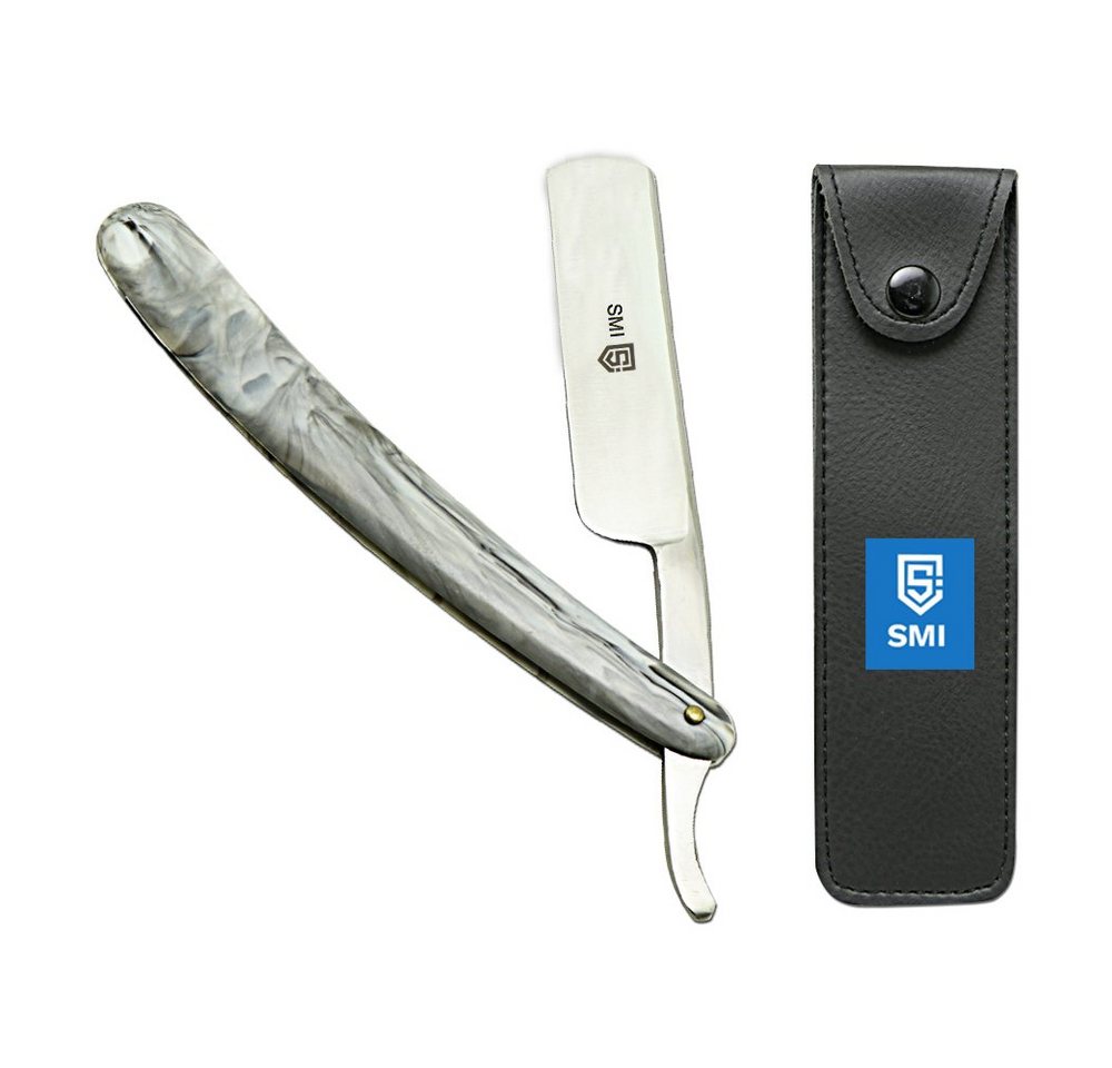 SMI Rasiermesser Rasiermesser Herren Barber Rasierer Bartrasier Messer Bartmesser Etui, scharfe feststehende Klinge von SMI