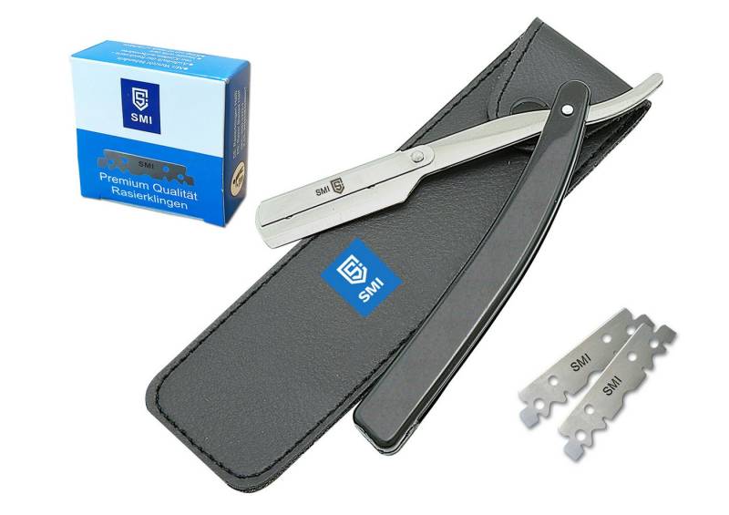 SMI Rasiermesser Rasiermesser Wechselklinge Bartrasierer Barber Rasierer, mit 100 Klingen und Etui von SMI