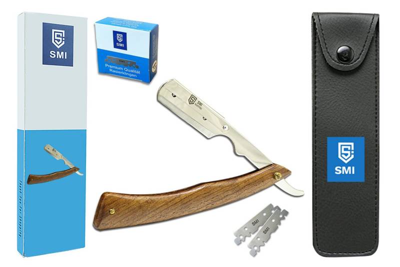 SMI Rasiermesser Rasiermesser Wechselklinge Holzgriff Bartrasierer mit 100 Klingen von SMI