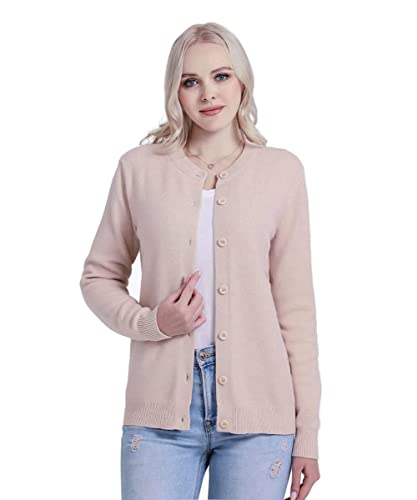 SMILING PINKER Damen Strickjacke Cardigan Basic Rundhalsausschnitt Strickmantel mit Knopf(Whitecap Gray Mel,S) von SMILING PINKER