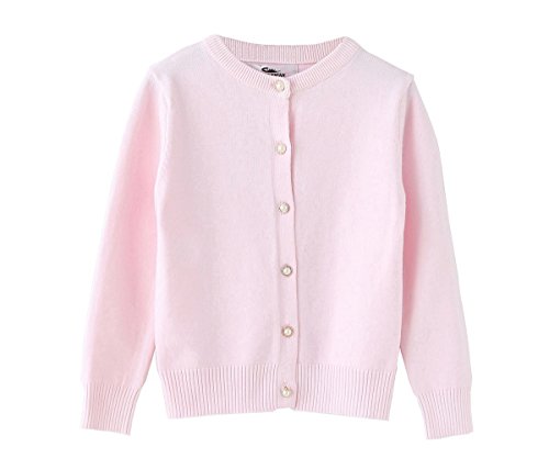 SMILING PINKER Mädchen Strickjacke Basic Kinder Cardigan Lange Ärmel Schule Strickware(Rosa,3-4 Jahre) von SMILING PINKER