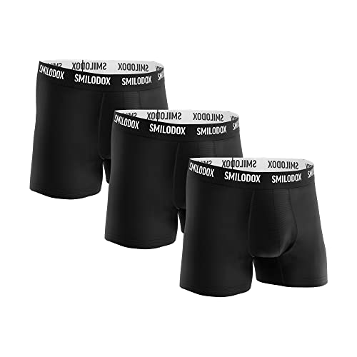 SMILODOX Boxershorts Herren 3er Set I Herren Boxershorts | Weicher Stoff & Atmungsaktiv I Unterwäsche Herren mit Perfekter Passform und hohem Baumwollanteil | Herren Unterhosen im Shaped Fit von SMILODOX