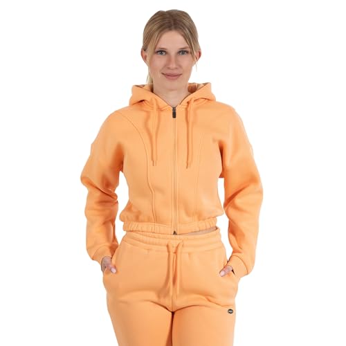 SMILODOX Crop Zip Hoodie Damen Elma, Oversize Fit Kapuzen Zip Pullover mit Ton-in-Ton Reißverschluss, Langarm Sweatshirt, Bequem und Vielseitig Kombinierbar, Optimal für Sport, Streetstyle und Alltag von SMILODOX