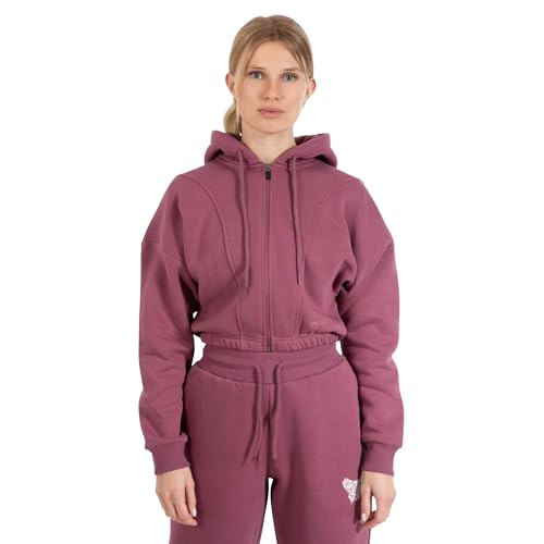 SMILODOX Crop Zip Hoodie Damen Elma, Oversize Fit Kapuzen Zip Pullover mit Ton-in-Ton Reißverschluss, Langarm Sweatshirt, Bequem und Vielseitig Kombinierbar, Optimal für Sport, Streetstyle und Alltag von SMILODOX