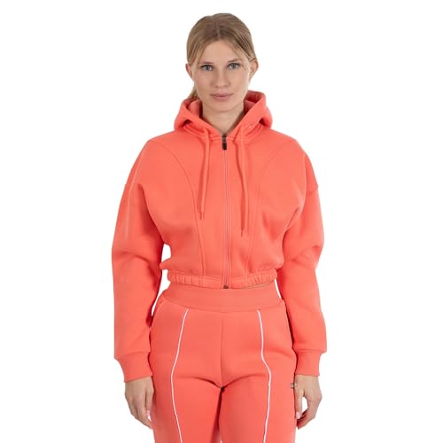 SMILODOX Crop Zip Hoodie Damen Elma, Oversize Fit Kapuzen Zip Pullover mit Ton-in-Ton Reißverschluss, Langarm Sweatshirt, Bequem und Vielseitig Kombinierbar, Optimal für Sport, Streetstyle und Alltag von SMILODOX