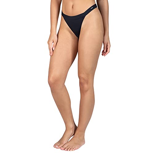 SMILODOX Bikini Hose Becky mit Metallabel am Saum | Schnell trocknendes Material | Anpassungsfähiges Waistband für optimalen Größe XS, Color,Schwarz von SMILODOX