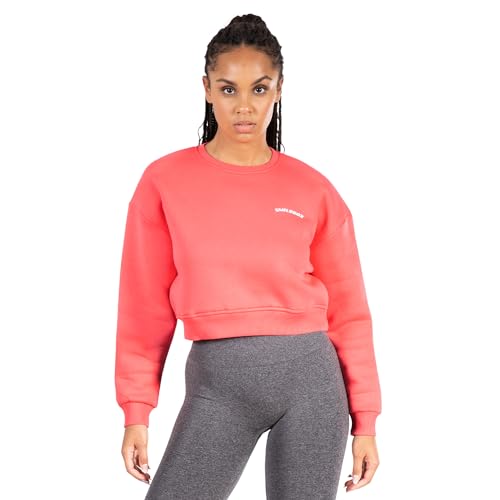 SMILODOX Damen Crop Sweatshirt Sherry - Oversize Fit Langarm Oberteil mit Rundhals, Größe:XS, Color:Pink von SMILODOX