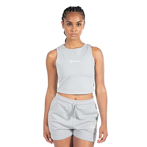 SMILODOX Damen Crop Top Rosina - Regular Fit Ärmellos Oberteil mit Rundhals, Größe:L, Color:Grau von SMILODOX