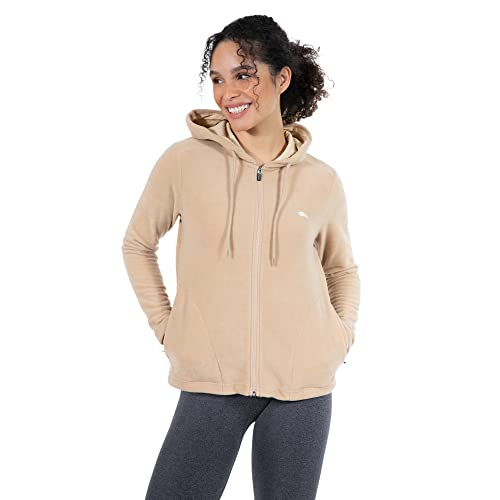 SMILODOX Damen Full Zip Fleecejacke Torey - Regular fit langarm Oberteil mit Kapuze und Reißverschluss, Größe:S, Color:Beige von SMILODOX