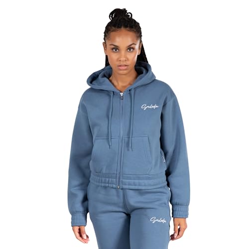 SMILODOX Damen Full Zip Hoodie Eleen - Oversize fit Langarm Oberteil mit Reißverschluss, Größe:XS, Color:Blue von SMILODOX