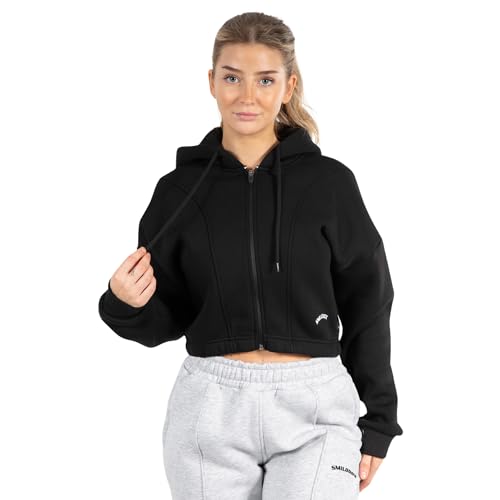 SMILODOX Damen Full Zip Hoodie Rayna - Regular fit Langarm Oberteil mit Kapuze, Größe:M, Color:Schwarz von SMILODOX